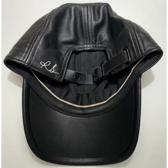 Rag & Bone Buttery Soft 100% Sheep Nappa Leather Baseball Cap Hat in Black OS - Picture 7 of 12